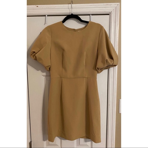 Milly Dresses & Skirts - Milly Kyle Italian Cady Puff Sleeve Dress Camel 6